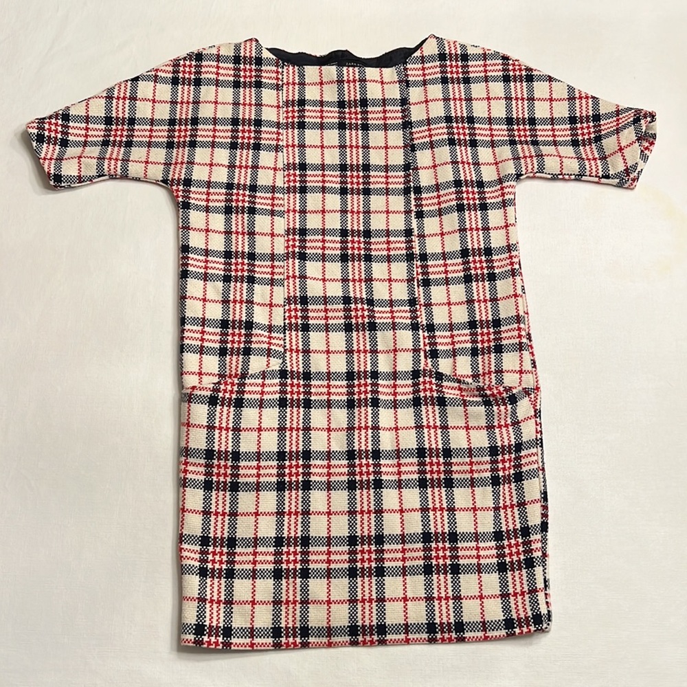 Zara Plaid Dress in Navy, Red, and Cream, XS - Picture 2 of 8